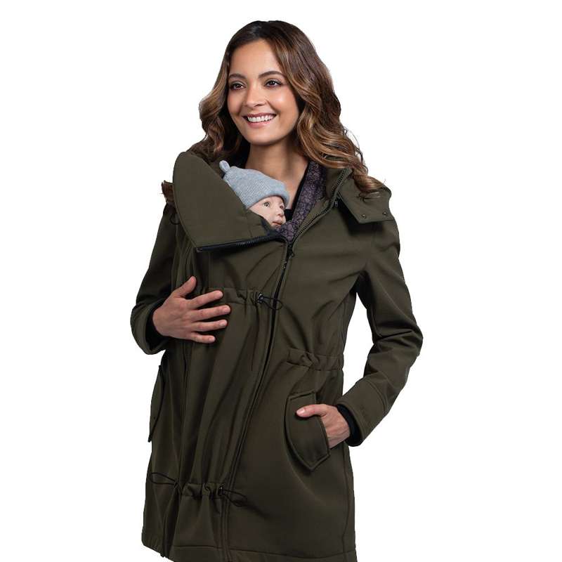 Wombat Co Shell Giacca per gravidanza e portare Camo Verde