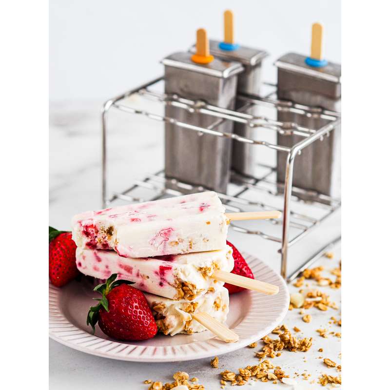 Clean Popsicle Mold Ice Cream Molds - 6 pcs. - in Stand - Rectangular