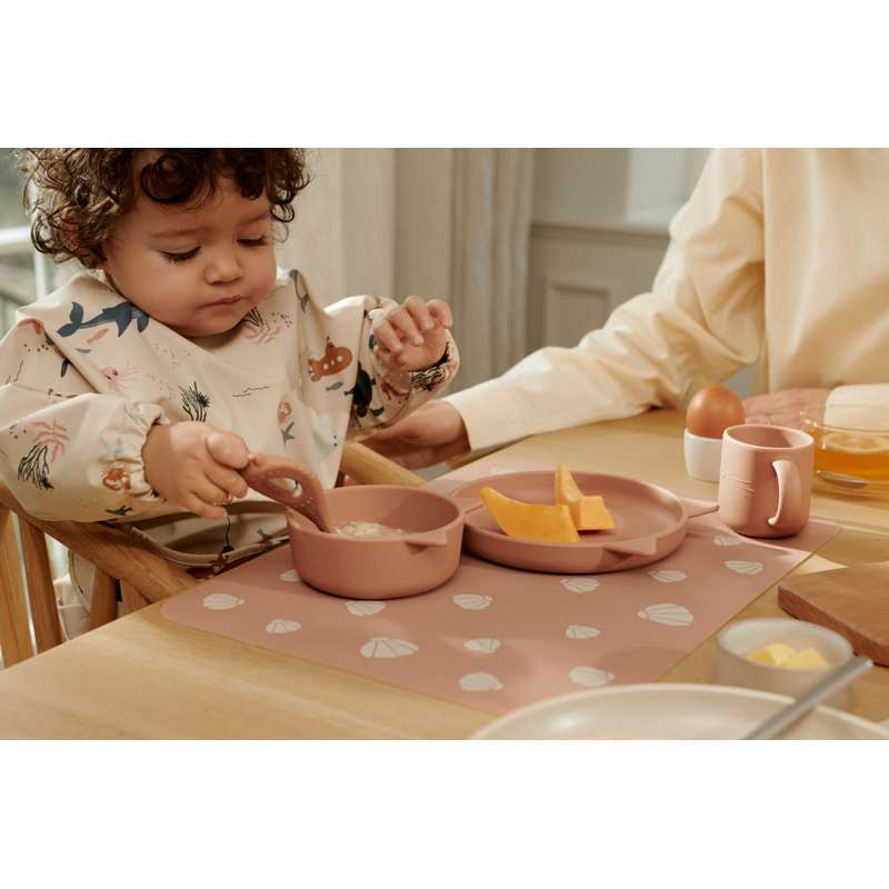 Liewood Vivi Baby Essset - 4 Teile - Silikon - Cat/Dark Rose
