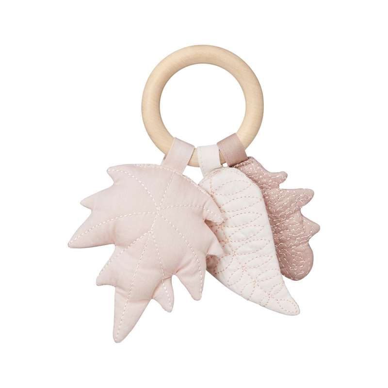 <tc>Cam Cam copenhagen</tc> Rattle - Leaf with Wooden Ring - Mix Rose