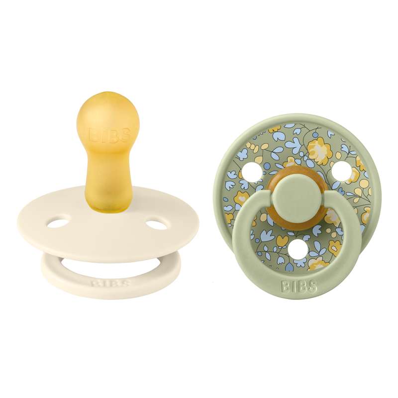 Bibs Round Colour Pacifier - 2-Pack - sz. 2 - natural rubber - Liberty - Eloise/Sage Mix 
