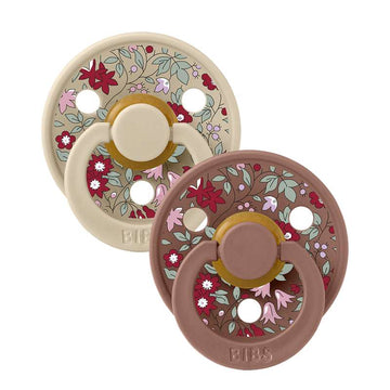 Bibs Round Colour Pacifier - 2-Pack - sz. 2 - natural rubber - Liberty - Chamomile Lawn/Woodchuck Mix 