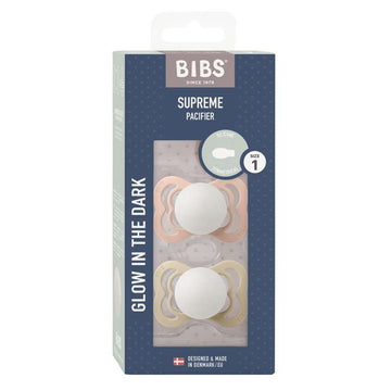 BIBS Supreme Smoczek - 2-Pak - Rozm. 1 - Silikon - GLOW - Blush/Vanilla