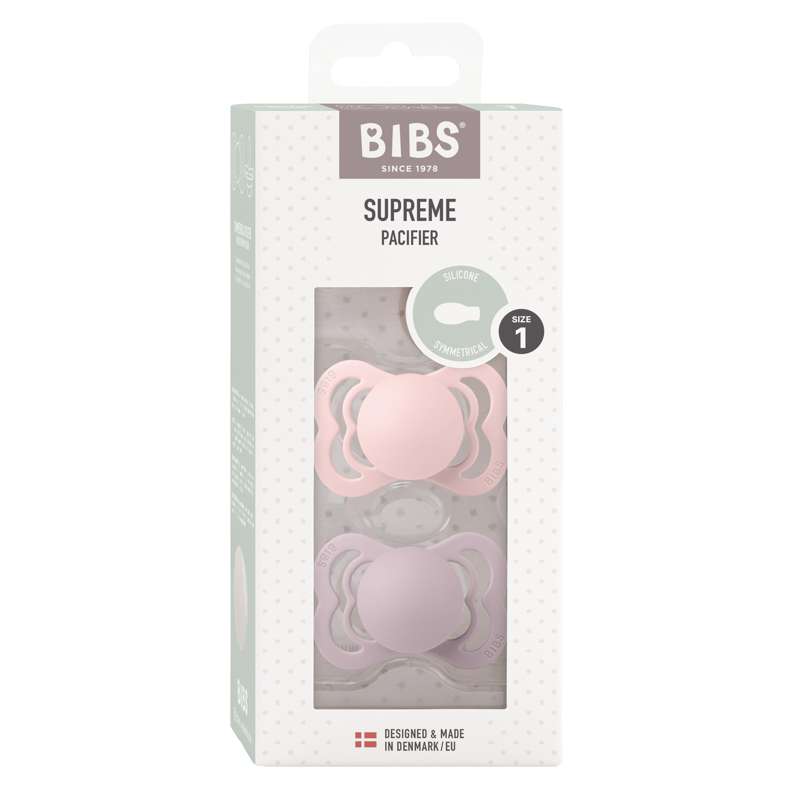 BIBS Suzeta simetrică Supreme - Pachet de 2 - Măr. 1 - Silicon - Blossom/Dusky Lilac