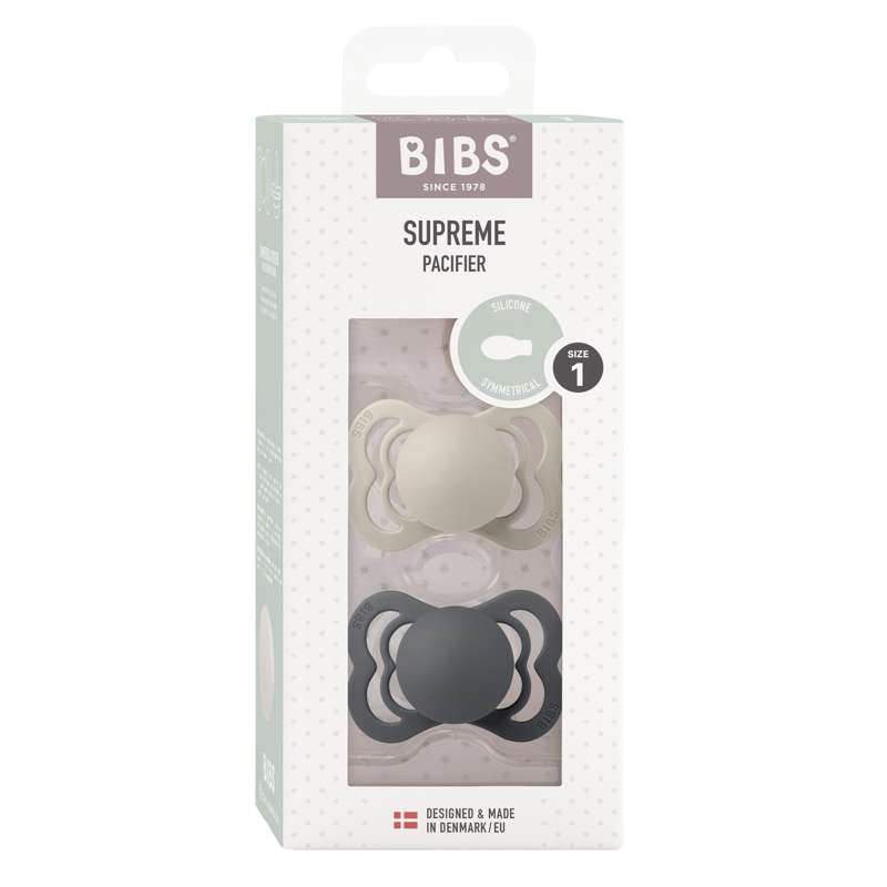 BIBS Chupeta simétrica Supreme - Pack de 2 - Tam. 1 - Silicone - Sand/Iron