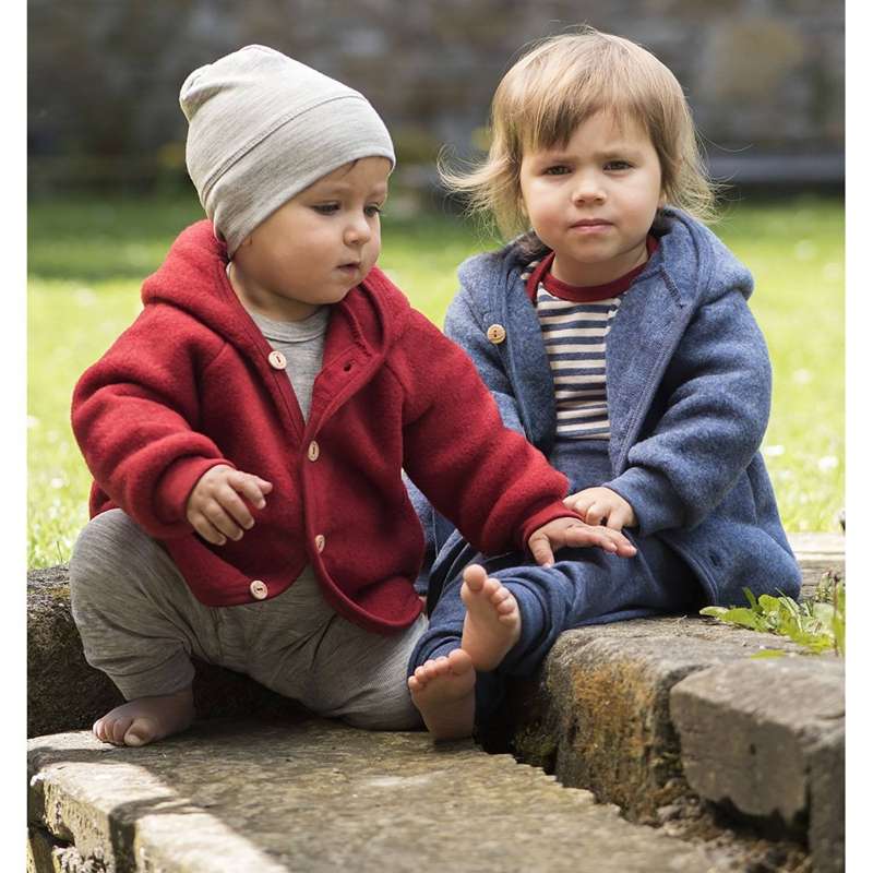 Engel Natur Mütze/Beanie für Baby – Wolle/Seide – Grau Melange