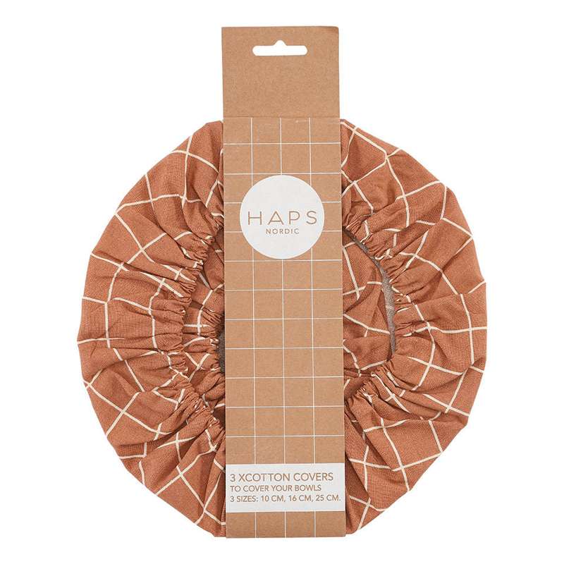 HAPS Nordic Cotton Covers Cotton Bedspread - Round - 3-Pack - Terracotta Check