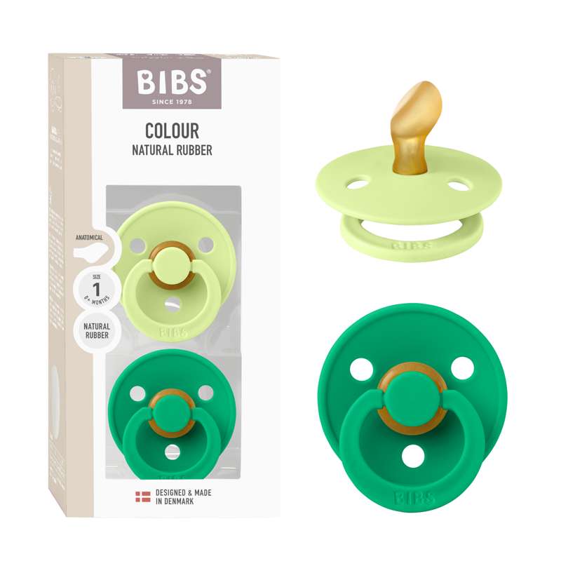 BIBS Sut anatomico colorato - confezione da 2 - tg. 1 - gomma naturale - Matcha/Cactus 