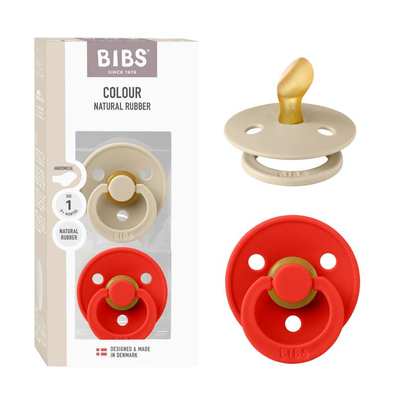 BIBS Sutura anatómica Colour - paquete de 2 - t. 1 - caucho natural - Vainilla/Manzana acaramelada 