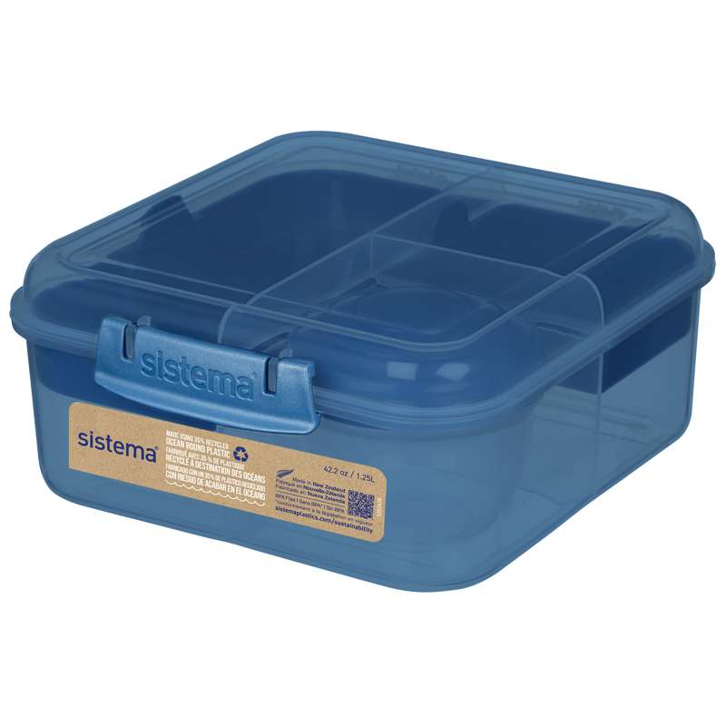 Sistema Caixa de Almoço Ocean Bound - Bento Cube - 1.25L - Azul Montanha 