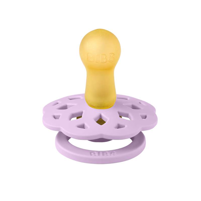 BIBS Round Boheme Pacifier - Size 2 - Natural Rubber - Violet Sky