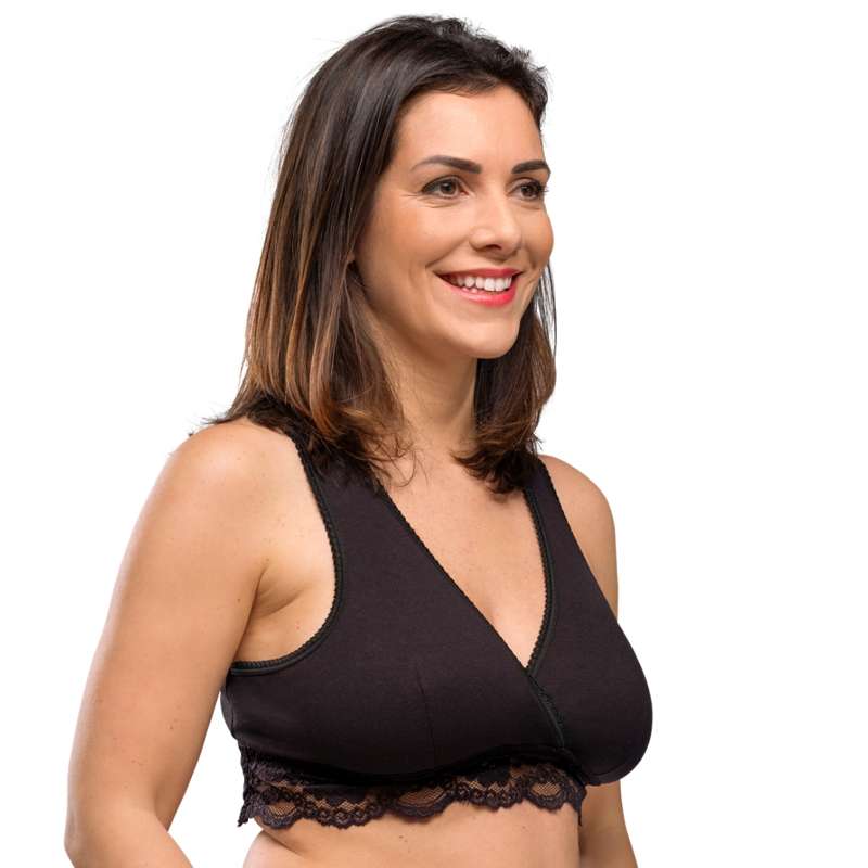 Carriwell Nouvelle Maman Soutien-gorge d'allaitement croisé biologique - Dentelle (Noir)