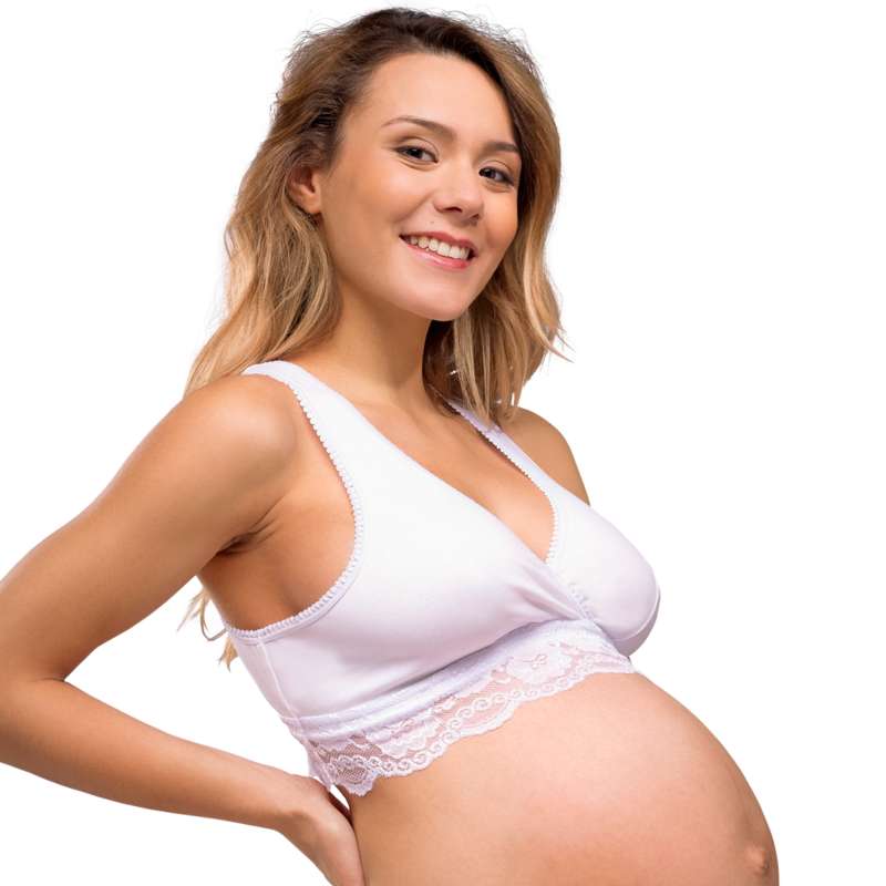 Carriwell Nouvelle Maman Soutien-gorge d'allaitement croisé biologique - Dentelle (Blanc)