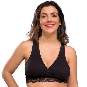 Carriwell Nouvelle Maman Soutien-gorge d'allaitement croisé biologique - Dentelle (Noir)