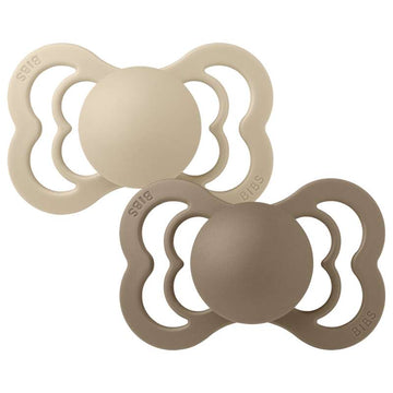 BIBS Symmetrisk Supreme Smokk - 2-pak - Str. 2 - Naturgummi - Vanilla/Dark Oak