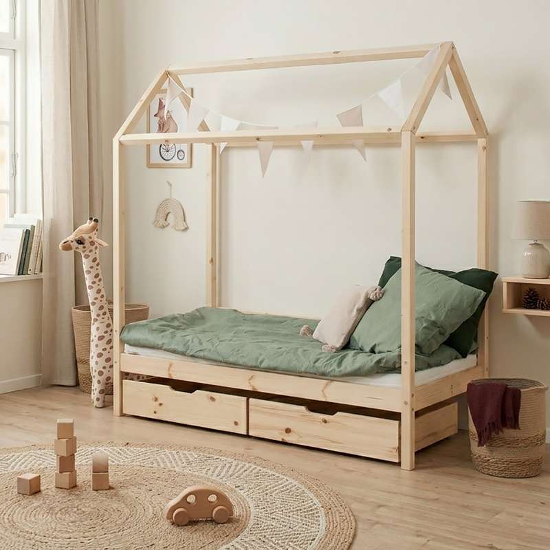 Hoppekids ECO Comfort - Lit cabane - 70x160 cm - Blanc 