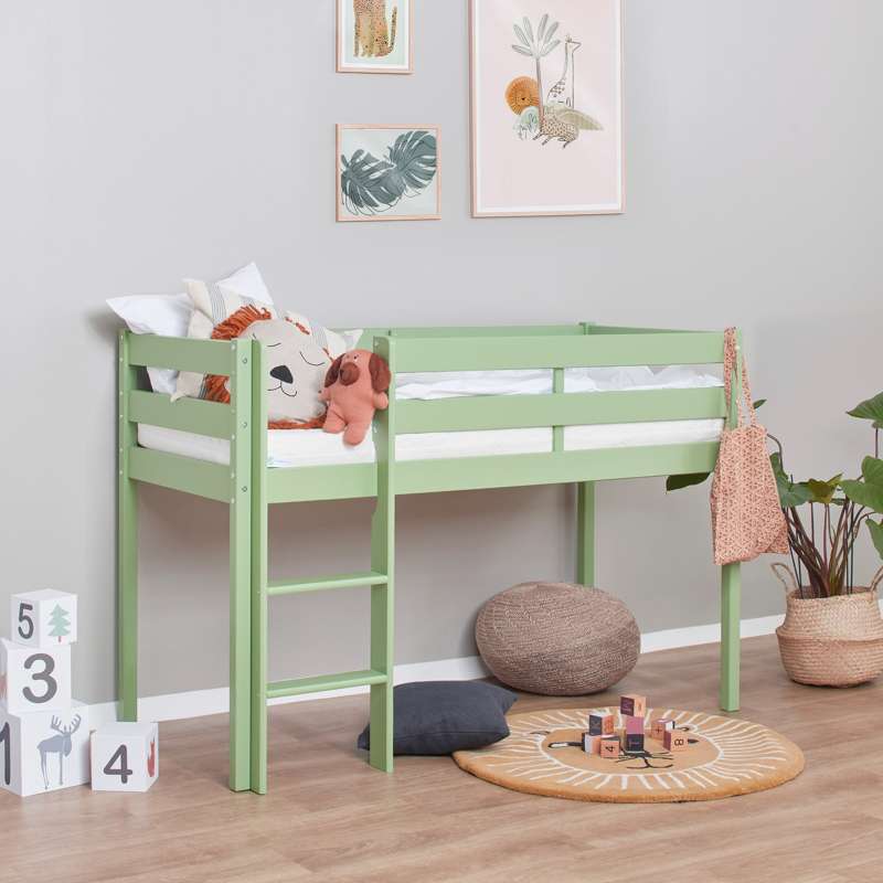 Hoppekids ECO Comfort - Halfhoge Bed (Diverse Maten) - Lichtgroen 