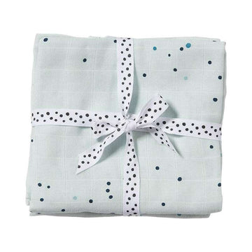 Done by Deer Bavoirs en tissu en paquet de 2 - Dreamy Dots - Bleu