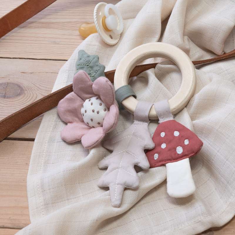 Sebra Rattle - Leaf/Mushroom/Flower - Organic Cotton