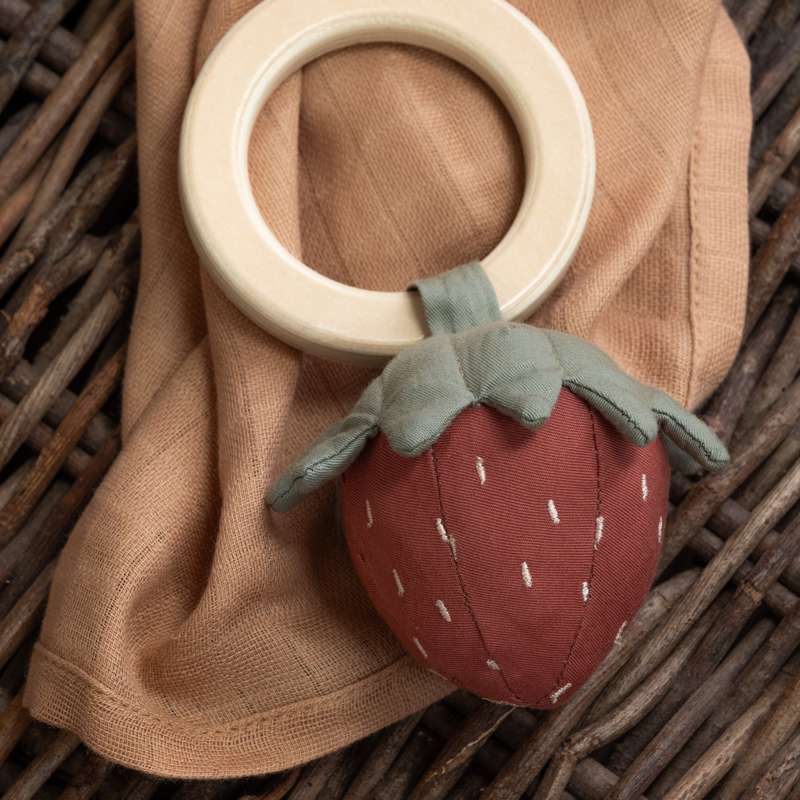 Sebra Rattle - Strawberry - Organic Cotton