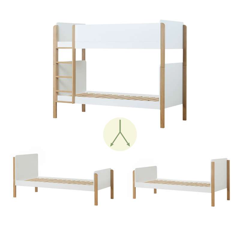 Hoppekids BLEND - 2-i-1 Køjeseng m. ECO Dream Madras - 90x200 cm - Egetræ