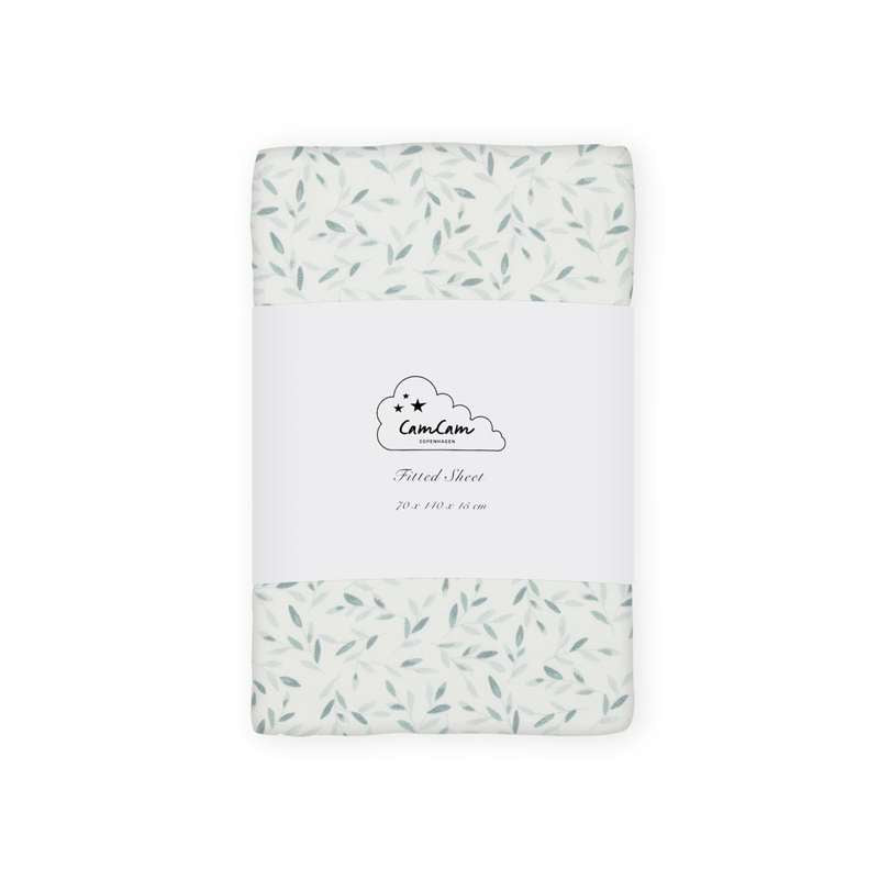 <tc>Cam Cam copenhagen</tc> Fitted Sheet - 70x140 cm. - GOTS - Green Leaves