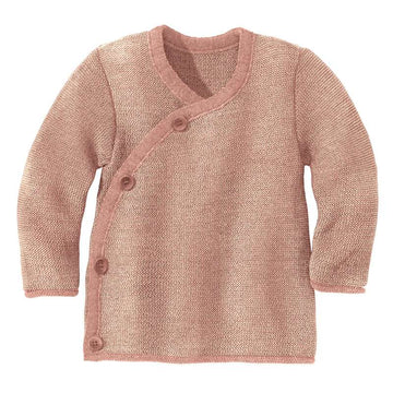 Disana Veste chinée - laine mérinos - Rose/Naturel