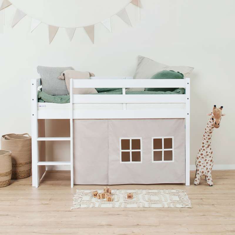 Hoppekids Curtain for Mid sleeper bed and Bunk bed - Multiple Sizes - Silver Cloud 