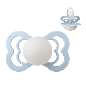BIBS Ciuccio Supreme simmetrico - tg. 2 - Silicone - GLOW - Azzurro baby 