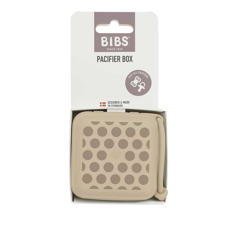 BIBS Accessories Pacifier Box - Sutteboks - Mega Polka Studio - Vanilla/Dark Oak