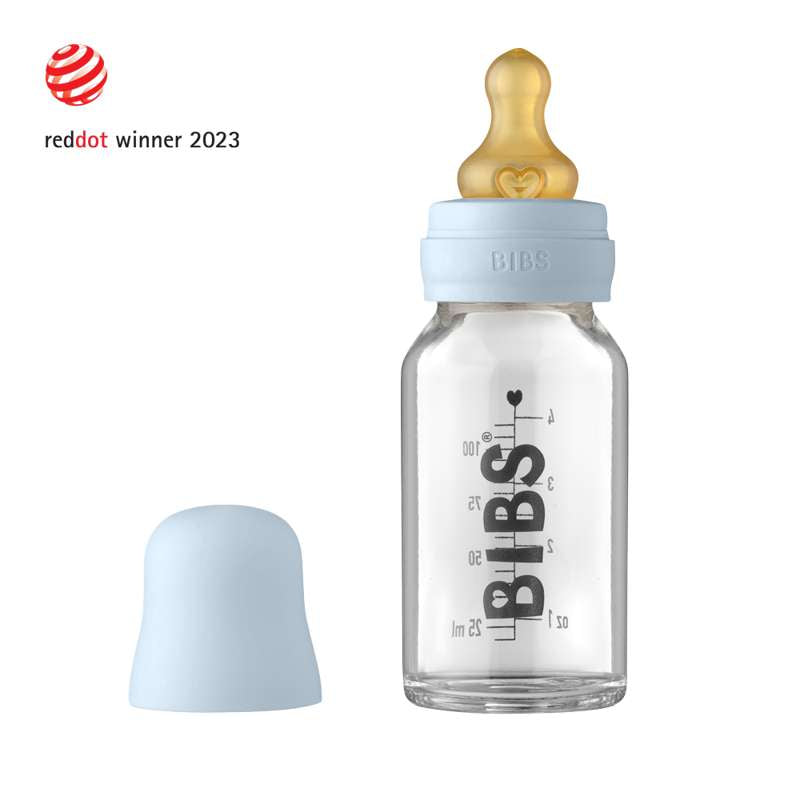 BIBS Bottle - Komplet Sutteflaskesæt - Lille - 110 ml. - Baby Blue