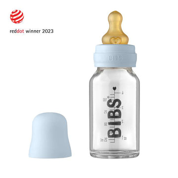 BIBS Flasche - Komplettes Flaschenset - Klein - 110 ml - Babyblau