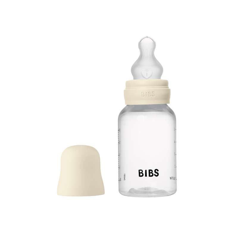 BIBS Bottle - Sutteflaskesæt - Plastik - Silikone/Slow Flow/Rund - 150 ml. - Ivory