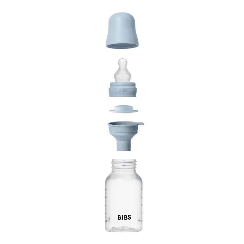 BIBS Bottle - Set de biberoane - Plastic - Silicon/Debit lent/Rotund - 150 ml. - Baby Blue