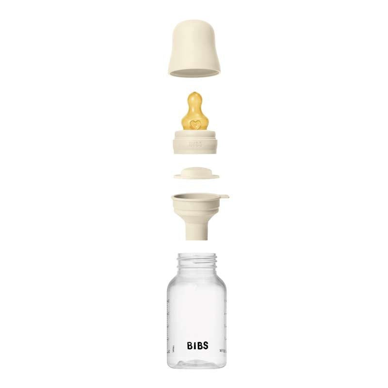 BIBS Bottle - Sutteflaskesæt - Plastik - Latex/Slow Flow/Rund - 150 ml. - Ivory