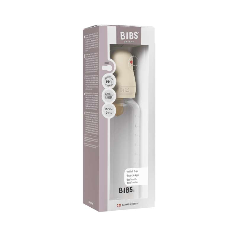 BIBS Bottle - Sutteflaskesæt - Plastik - Latex/Medium Flow/Rund - 270 ml. - Ivory