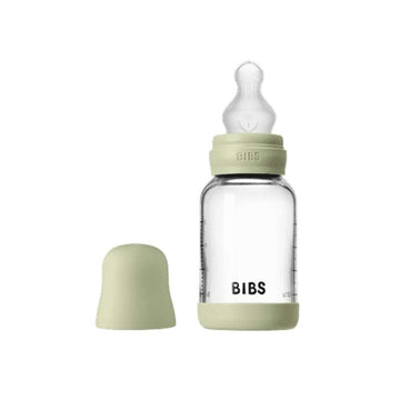 BIBS Bottle - Sutteflaskesæt - Glas - Silikone/Slow Flow/Rund - 120 ml. - Sage