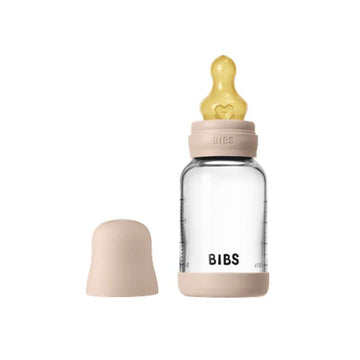 BIBS Bottle - Sutteflaskesæt - Glas - Latex/Slow Flow/Rund - 120 ml. - Blush