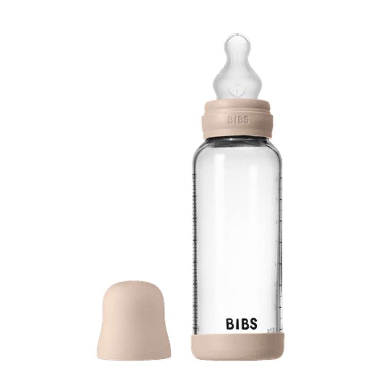 BIBS Bottle - Sutteflaskesæt - Glas - Silikone/Medium Flow/Rund - 240 ml. - Blush