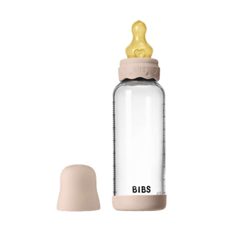 BIBS Bottle - Sutteflaskesæt - Glas - Boheme - Latex/Medium Flow/Rund - 240 ml. - Blush