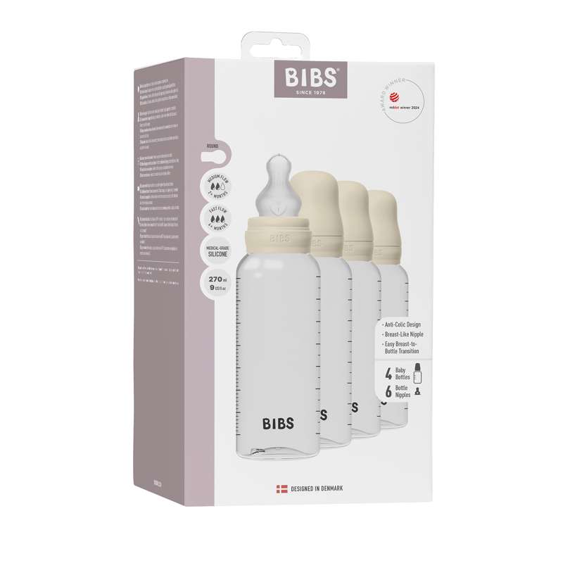 BIBS Bottle - Sutteflaskesæt - 4 stk. - Plastik - Silikone - 270 ml. - Ivory