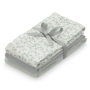 <tc>Cam Cam copenhagen</tc> Burp Cloth - 3-Pack - GOTS - Mix Green Leaves/Dusty Green/Grey