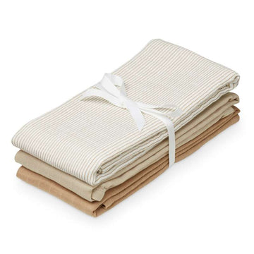 <tc>Cam Cam copenhagen</tc> Burp Cloth - 3-Pack - GOTS - Mix Classic Stripes Camel/Light Brown/Camel