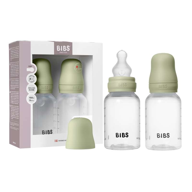BIBS Biberon - set de biberons - plastique - lot de 2 - silicone/débit lent/rond - 150 ml - sauge 
