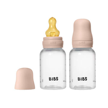 BIBS Бутилка - Комплект шишета - Пластмаса - 2 броя - естествен каучук/Бавен поток/Кръгла - 150 мл - Розов 