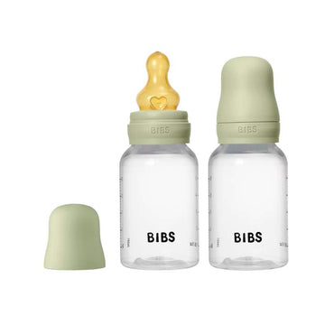 BIBS Bottle - Baby bottle set - Plastic - 2-pack - natural rubber/Slow Flow/Round - 150ml - Sage 