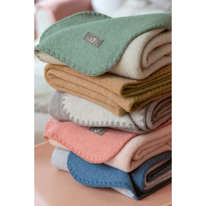 Disana Dobbeltsidet Babytæppe - Merinould - 80x100 cm. - Caramel/Natural