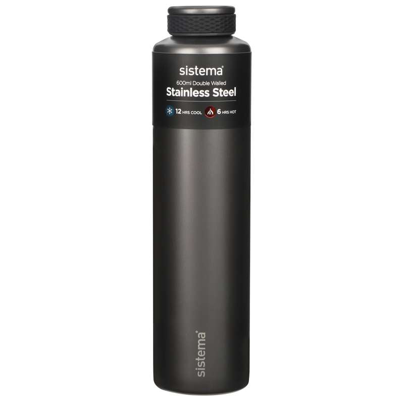 Sistema Thermoflasche - Edelstahl - 600ml - Schwarz