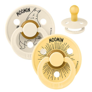 BIBS Rund Colour Sut - 2-Pak - Str. 1 - Naturgummi - Moomin - Moomintroll - Ivory/Pale Butter