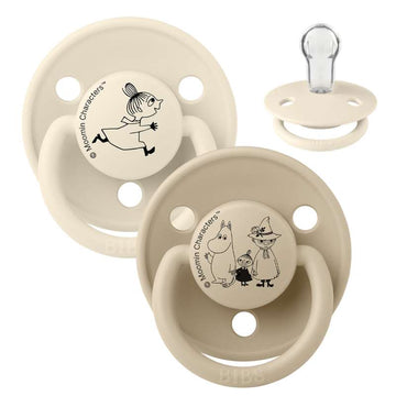 BIBS Rund De Lux Sut - 2-Pak - Onesize - Silikone - Moomin - Little My - Ivory/Vanilla